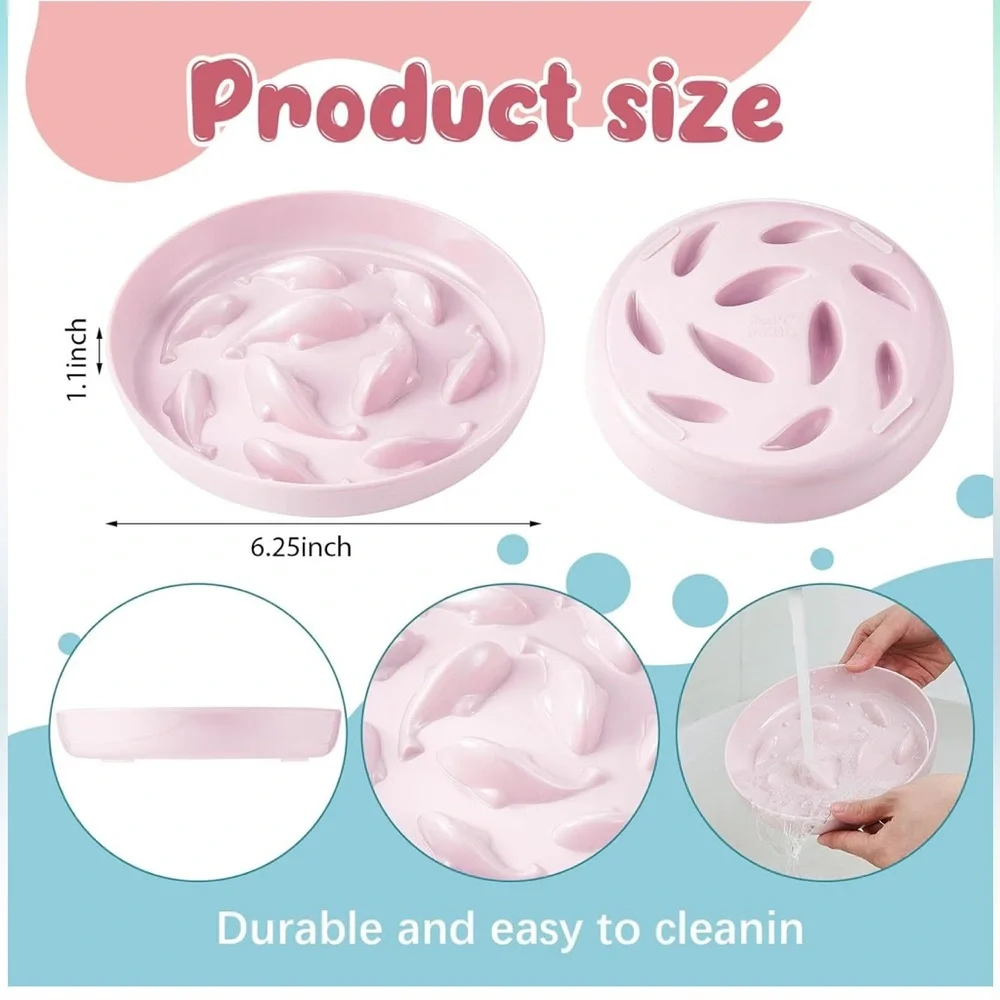 Pink and White Cat or Dog Slow Feeder Bowls